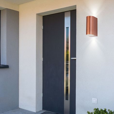 Éclairage extérieur haut-bas spot mural de jardin lampe en aluminium cuivre dans un ensemble comprenant des ampoules LED