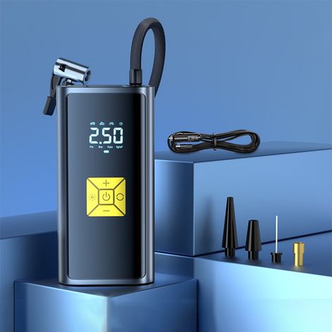 Compresseur Portable - 12 V - 16 L/min - Affichage Numérique - Lampe LED d'Urgence - Pour Pneus Voiture Moto Vélo Ballon - 1 Pièce (1/5)