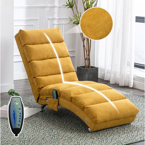 Massageliege 55x148x84 cm senfgelb Leinen mit Vibrationsfunktion und Seitentasche (1/5)
