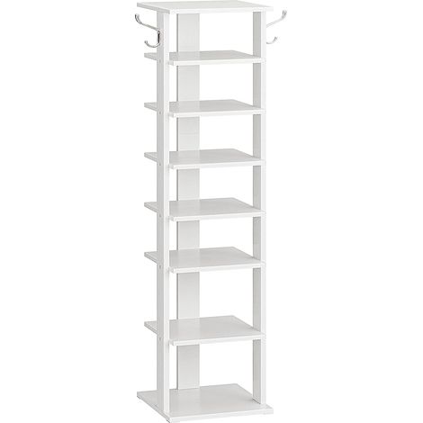 Étagère à Chaussures à 8 Niveaux, Meuble à Chaussures, Rangement des Chaussures, Gain de Place, Stable, pour Entrée, Salon, Chambre, Blanc (1/5)
