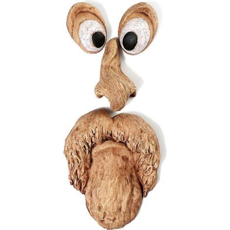 Sculpture de jardin féerique, artisanat créatif, écorce, esprit de l'arbre, monstre aux traits du visage, artisanat, décoration intérieure