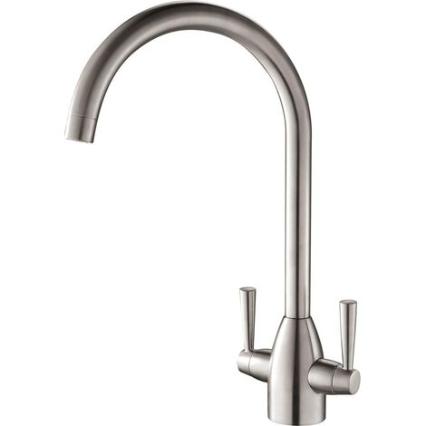Cuisine moderne avec design monobloc, deux poignées, cuve haute, bec pivotant à 360°, robinet mitigeur eau chaude/froide (1/5)