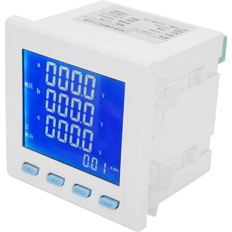 Compteur électrique triphasé LT194E-9SY blanc, afficheur LCD multifonction, mesure tension et courant, panneau de contrôle industriel (1/4)