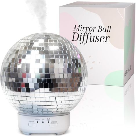 Diffusore a forma di palla da discoteca - Diffusore di oli essenziali riflettenti rotanti con 7 luci notturne che cambiano colore Modalità nebulizzazione e timer Grazioso diffusore a forma di palla (1/5)