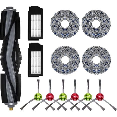 Kit di accessori di ricambio per aspirapolvere robot Ecovacs Deebot X1 Omni, X1 e Omni, X1 Turbo, T10 Turbo/Omni: 1 spazzola, 2 filtri, 6 spazzole laterali, 4 panni per la pulizia. (1/4)