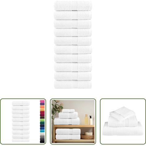 vidaXL Weiß -  Premium Gästetücher SOLUND 10 Stk. Weiß 30x50 cm 600 g/m² (1/5)