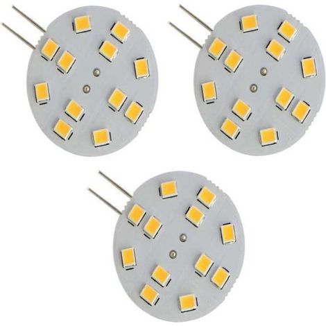 3 Ampopules LED G4 2W 220 lumens 12 LED SMD, blanc chaud 3000K (1/4)