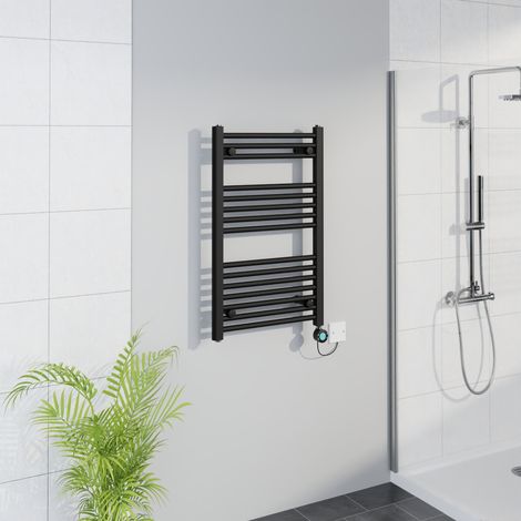 WiFi Thermostatic Straight Towel Rail Timer Black 800x500mm