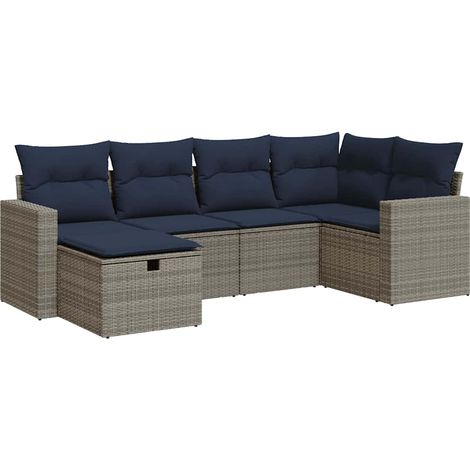 vidaXL Set Divano da Giardino 6 pz con Cuscini Grigio in (1/5)