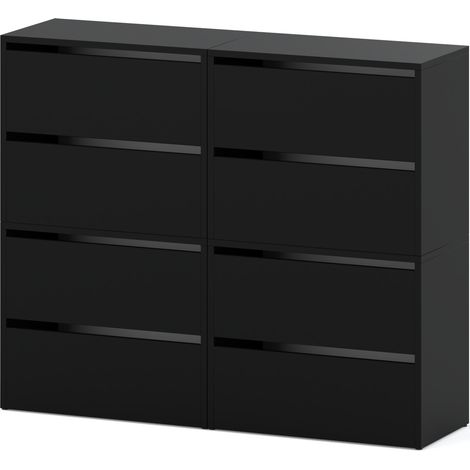Meuble chaussures haut - 120 cm - Noir - 8 étagres - Style loft moderne et fonctionnel (1/5)