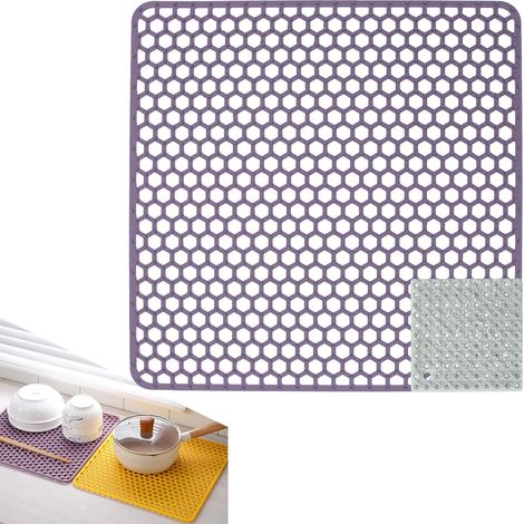 Viole Tapis de Protection en Silicone pour évier Cuisine, 34.5 34.5cm D'évier, D'évier Cuisine,avec Brosses Nettoyage,Pliables Résistants à la Chaleur Antidérapants - 30.5x30.5cm Violet'30.5x30.5cm V (1/5)