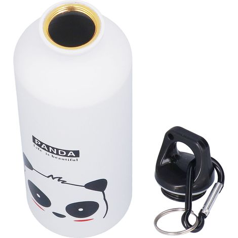 500 ml Wasserflasche für Kinder mit weißem Panda-Motiv, isolierte Aluminiumflasche mit Cartoon-Motiv, Sportkrug (1/5)