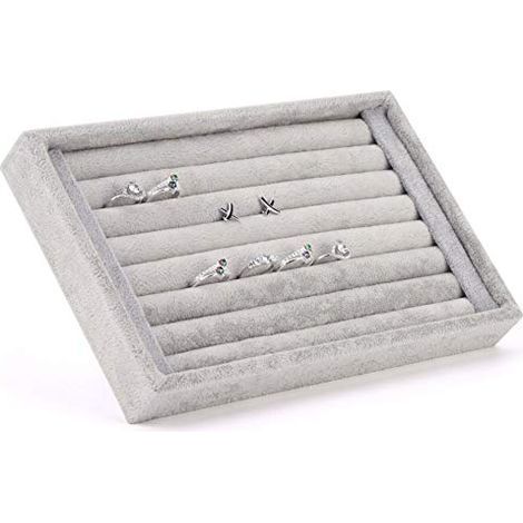 en Velous Intéieu en Daim Jewely Boucles d'oeilles Anneaux Manchette Affichage Fentes Étui De angement Plateau Suppot De angement (1/4)