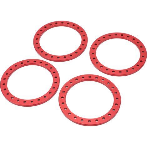 Bague Externe Beadlock Alliage Aluminium 4 Pièces, Jante 1.9 Pouces, Compatible Moyeu VP, Rouge (1/5)