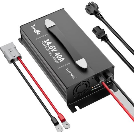 Chargeur 14,6V 40A avec Prise Anderson pour Batterie 12V  Chargeur de Batterie Lithium 40A à Chargement Rapide avec Indicateur LED,Intelligent AC-DC (1/5)