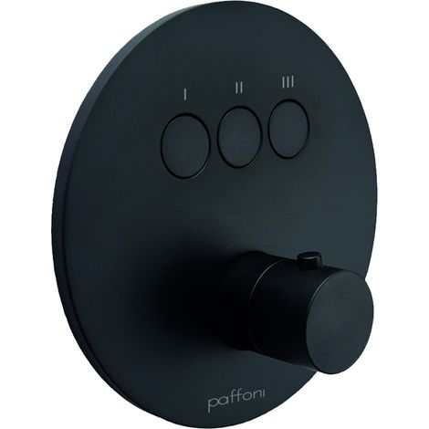 Außenteil, 3 Funktionen, Einbau-Brausemischer mit mattschwarzer runder Platte Paffoni Compact Box CPM019NO  matt-schwarz