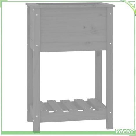 Jardinière avec étagère - FAFEICY - 823754 - Gris - Bois de pin massif - Étagère intégrée (1/5)
