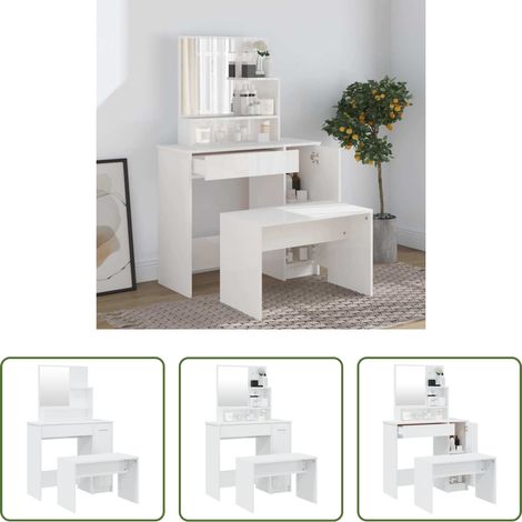 vidaXL Juego de tocador blanco brillante 86,5x35x136 cm (1/5)