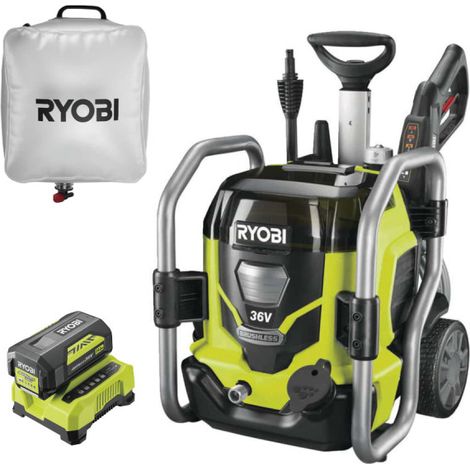 Pack RYOBI Nettoyeur haute pression Brushless 36V - 1 batterie 4.0Ah - 1 chargeur RPW36X120HI40 - Poche à eau 20L RAC717 (1/5)