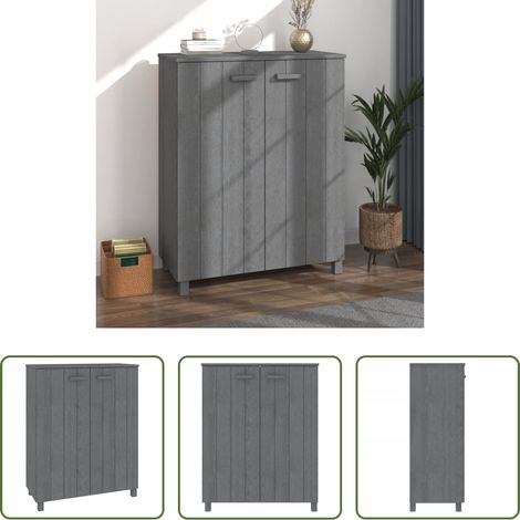 Bois de pin massif -  Armoire à chaussures HAMAR Gris foncé 85x40x108 cm Pin massif (1/5)