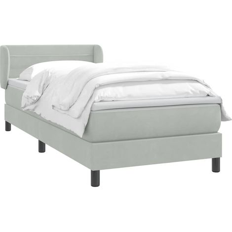 Sommier à lattes de lit et matelas gris clair 80x210 cm velours vidaXL