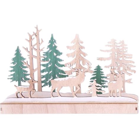 Décoration de Noël lumineuse à poser en bois forêt FOREST DECO