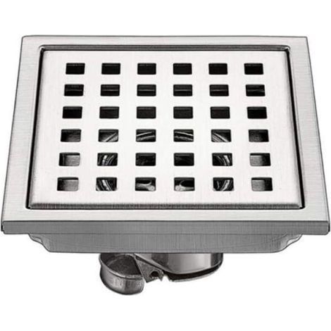 Siphon de sol extérieur en acier inoxydable 15 x 15 cm avec filtre carré, système anti-reflux et désodorisation intégrée (1/5)
