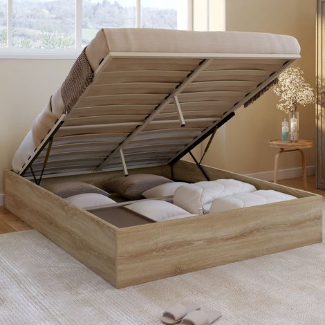 Cama arcón doble SANDSIDE con somier de haya de 140 x 190 cm (1/5)