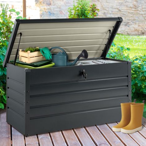 Caja metálica de jardín con cerradura gris antracita 350L 120x61x63 CM