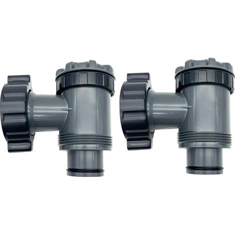 Vanne de entrée/sortie pour Compatible avec Coleman, Intex, Bestway, pompe de filtre de piscine hors sol, pièces de rechange de pompe de piscine, pour tuyau de 1-1/2 poucess(Lot de 2, B) (1/4)