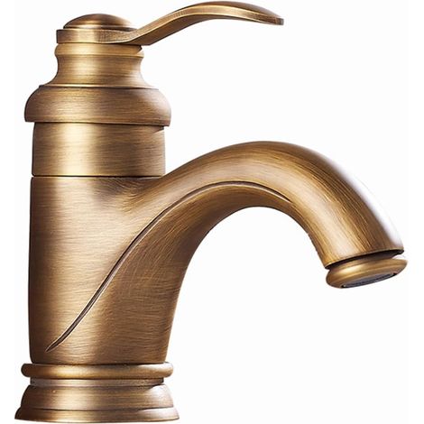 Robinet Lavabo - Finition Bronze Vieilli - Hauteur Totale 16,5 cm - Bras 11 cm - Robinet Mélangeur Céramique - Installation Sur Plan - Pour Salle De Bains Cuisine Hôtel - 1 Pièce