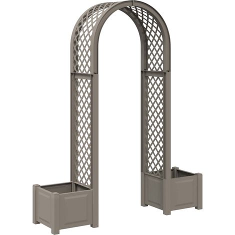vidaXL Arco di Rose con Vaso Grigio 168,5 x 43 x 207 cm PP