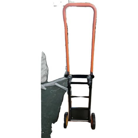 Carro de transporte convertible, diseño robusto que ahorra espacio, ruedas de color naranja sólido. (1/2)