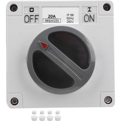 Commutateur étanche Ip66 250v 2 Positions Sélecteur Rotatif Interrupteur Marche-arrêt étanche à la Poussière pour Une Utilisation En Extérieur(2P20A) (1/5)