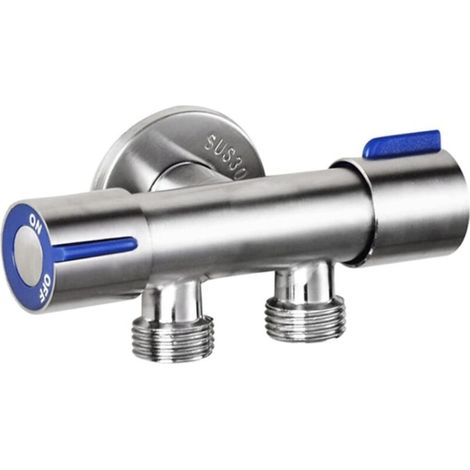 Doppelgriff-Kaltwasserhahn aus Edelstahl für Waschmaschine G1/2 (1/5)