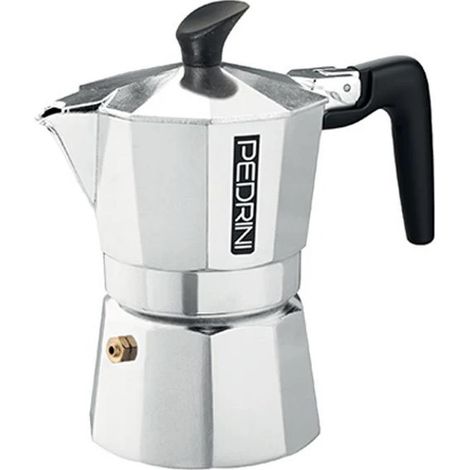 Macchinetta Caffè Moka in Alluminio Brillantata Nera 12 Tazze Pedrini (1/2)