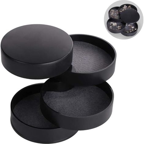 MINKUROW Portagioie, Portagioielli Portagioielli Vassoi Portagioielli Da Donna Portagioie Girevole A 4 Livelli Per Anelli Collana Orecchini Regalo Di Compleanno Ragazze Donne Nero (1/5)