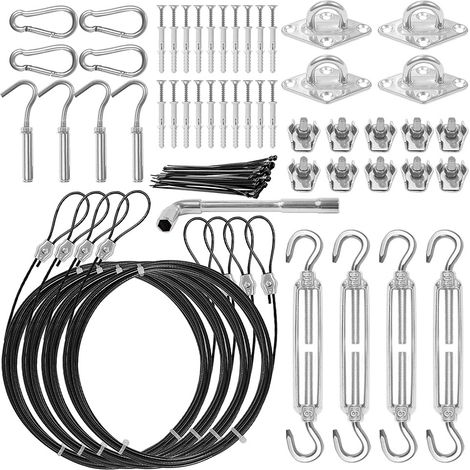 Kit de fijación para toldos de vela, kit de montaje de acero inoxidable, para toldos de jardín y terraza exterior. (1/4)