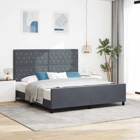 vidaXL Cama tipo Box Spring Gris oscuro 180 x 200 cm Terciopelo (1/5)