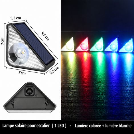 Lot de 2 lampes solaires d'escalier triangulaires LED lumière chaude et couleur IP44 multicolore gb-58-3-2 9,5 × 9,5 × 7 cm 300 g – Livraison gratuite