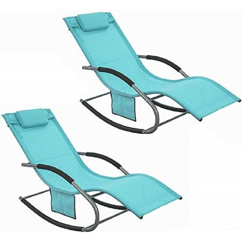 SoBuy Sonnenliege 2 Personen Liegestuhl Gartenliege wetterfest Schaukelstuhl mit Kopfkissen Schaukelliege Strandliege Outdoor Terrasse Balkon Camping bis 150 kg Türkis Gartenmöbel OGS28-HBx2 (1/5)