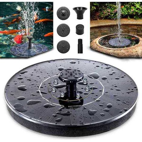 Un ensemble de fontaine solaire en silicium monocristallin noir, bassin d'eau suspendu d'extérieur, fontaine flottante avec stockage d'énergie et couleur.