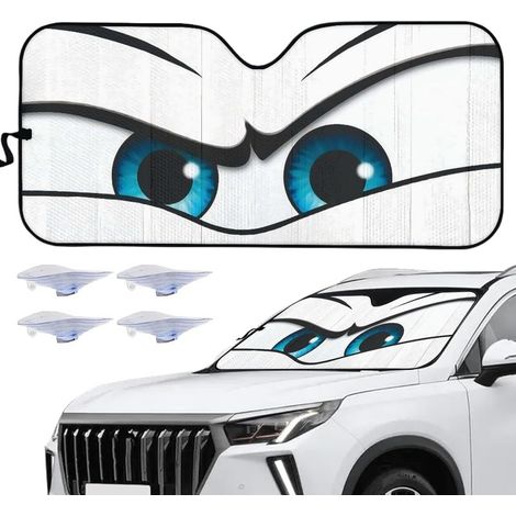 Couverture de Pare-Brise avec Yeux de Dessin animé, Pare-Soleil de fenêtre Avant Pliable, 130x70cm, Accessoire de Voiture avec UV, Protection Solaire drôle de Voyage (1/5)
