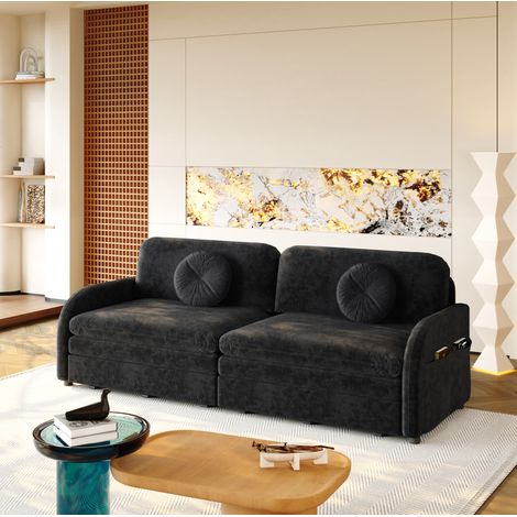 Ensemble repas 150 x 100 cm MDF blanc et noir, table et 6 chaises gain de place - CHICFURN (1/5)
