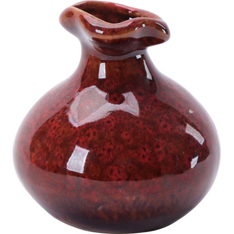 Mini jarrón único de cerámica esmaltada, rojo/amarillo/azul/verde, 8 × 7,5 cm, resistente a la corrosión, decoración del hogar, diseño floral, 1 pieza, regalo ideal (1/5)