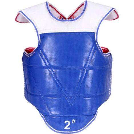 Verstellbarer Taekwondo-Brustschutz mit doppelseitiger Farbgebung für Training und Wettkampf Blau S[110-140] (1/5)