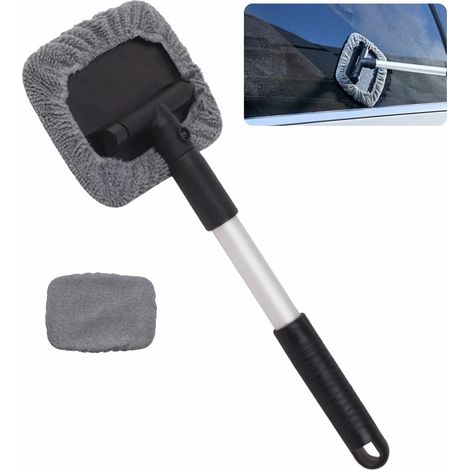 Manico per la pulizia dei vetri da 32,5-46,5 cm, panno in microfibra per la pulizia dei vetri dell'auto. (1/5)