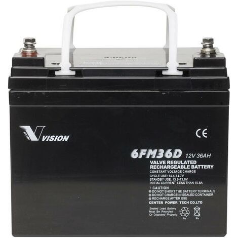 Vision Akkus FM-Serie 6FM36DXS Accumulateur solaire 12 V 36 Ah plomb (AGM) (l x H x P) 195 x 155 x 130 mm raccord à vis M6 V708951 (1/4)