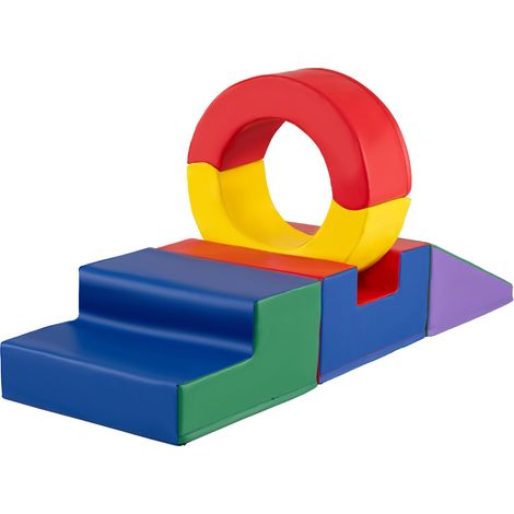 Lot de 5 jouets d'escalade intérieur 152 x 50 x 70 cm plusieurs usages éducatifs style coloré en cuir artificiel multicolore