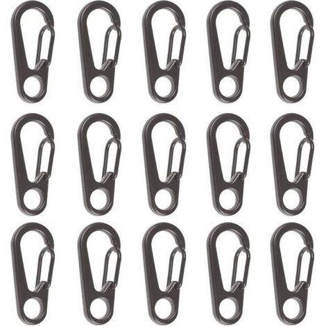 15 pièces Crochet Mousqueton pour Escalade Excursion, Mousquetons Aluminium Solide Multifonction D-Anneau avec Bouchon EDC Crochet (1/5)